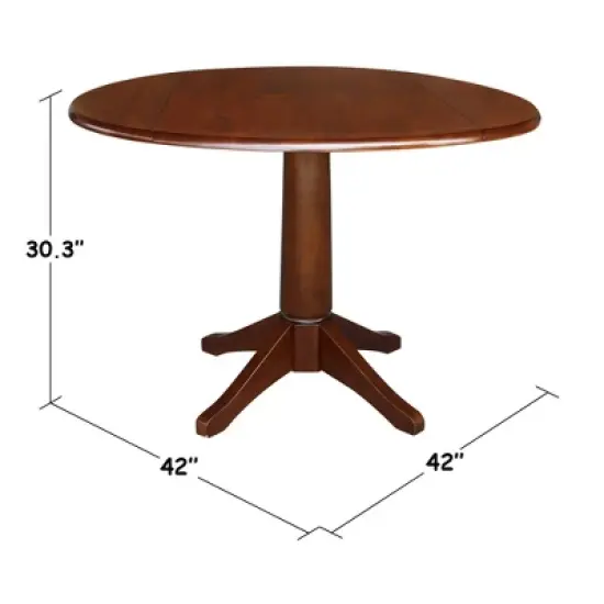 30.3" Thea Round Dual Drop Leaf Extendable Dining Table Espresso Brown - International Concepts image {6}