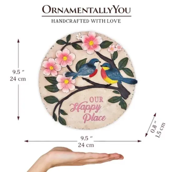 Blossoming Songbirds Positivity Stepping Stone, 9.5" Happiness Garden Decoration and Support Gift| OrnamentallyYou image {2}