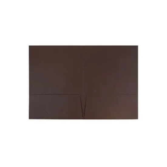 JAM Paper Two-Pocket Textured Linen Business Folders Chocolate Brown 386LBRA image {1}