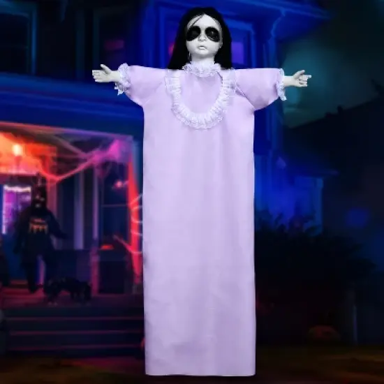 Joyfy Halloween Decorations Outdoor Hanging Ghost Doll Decor, 43&rsquo;&rsquo; Purple Dress Scary Doll Skeleton for Halloween Indoor Outdoor Hanging Decorations image {1}