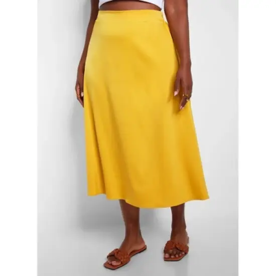 Women's Essential Satin Shift Skirt - Yellow image {5}