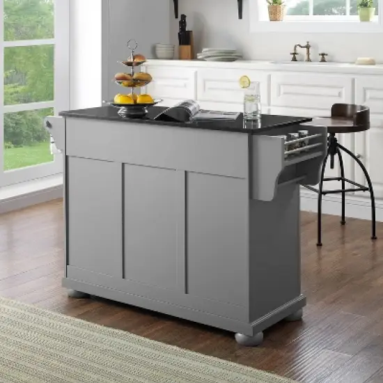 Alexandria Kitchen Island with Granite Top Vintage Gray/Black - Crosley image {6}