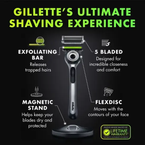 Gillette Labs Exfoliating Bar Razor + 2 Razor Blade Refills & Premium Magnetic Stand image {10}
