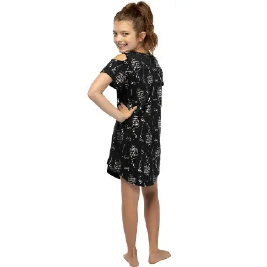 Intimo Big Girls' Harry Potter I Solemnly Swear Shoulder Cut Out Nightgown Black image {3}
