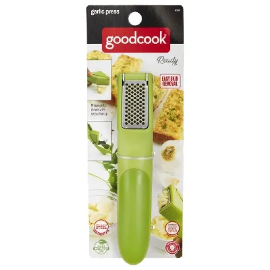 GoodCook Ready Garlic Press: Mincer & Crusher, Dishwasher-Safe, Green image {5}