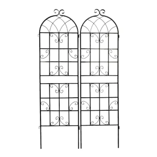 Lirago 2 Pack Metal Garden Trellis Rustproof Climbing Plant Support for Outdoor Flowers Vines Vegetables Black Powder Coated 71"H x 19.7"W x 1"D image {5}