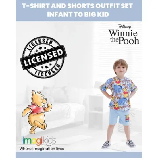 Disney Mickey Mouse Winnie The Pooh Donald Duck Pluto Piglet Tigger Graphic T-Shirt and Shorts Set Infant to Big Kid image {1}