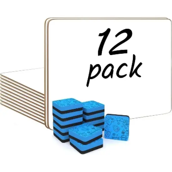 SCRIBBLEDO Small White Board Dry Erase 9"x12" Boards 12-Pack, Erasers Included image {8}