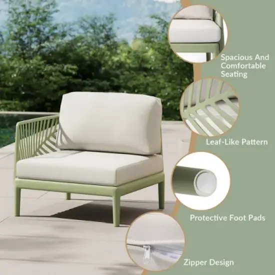 WestinTrends Playa Modern 5-Piece Polypropylene Resin Modular L Shaped Corner Patio Furniture Sectional, Green image {7}