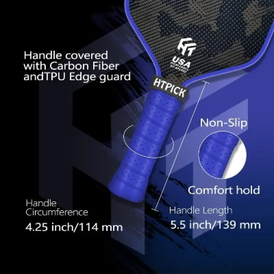 Aukfa Carbon Fiber Pickleball Paddle &ndash; Cold Pressed Multi-Layer Design, 16mm Polypropylene Core, Fabric Surface, Elongated Shape image {3}