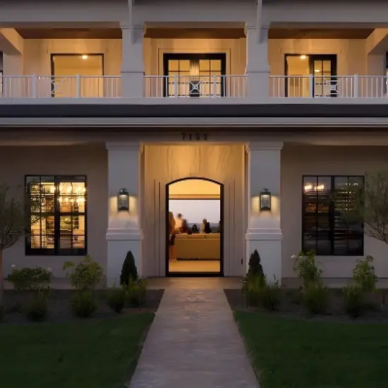 C Cattleya Black Motion Sensor Dusk to Dawn LED Outdoor Wall Lantern Sconce with Bubbled Water Glass image {5}