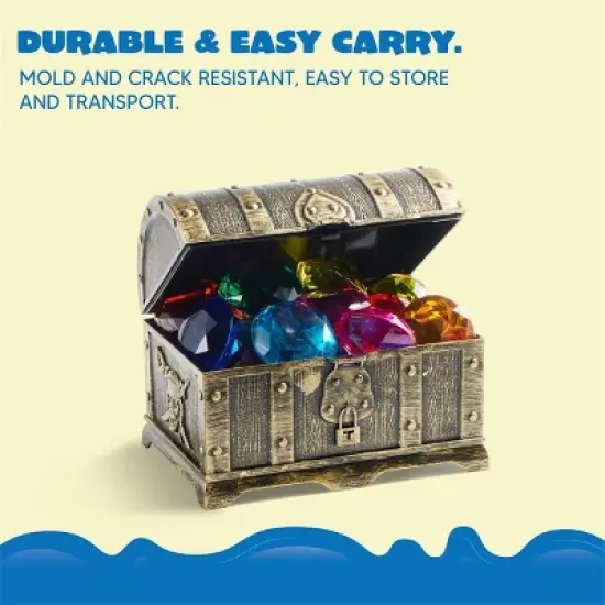 Joyfy 17 Pcs Diving Pool Toys, 16 Big Colorful Diamond Gems with Pirate Treasure Chest, Swimming Dive Toy for Kids Underwater Adventure Pool Games image {4}