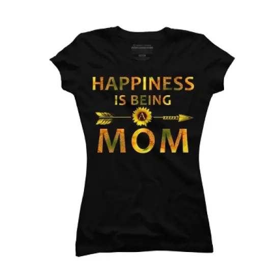 Junior's Design By Humans Happiness is Being a Mom Sunflower Arrow By shirtpublic T-Shirt image {2}