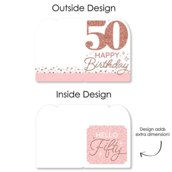 Big Dot of Happiness 50th Pink Rose Gold Birthday - Happy Birthday Giant Greeting Card - Big Shaped Jumborific Card - 16.5 x 22 inches image {4}
