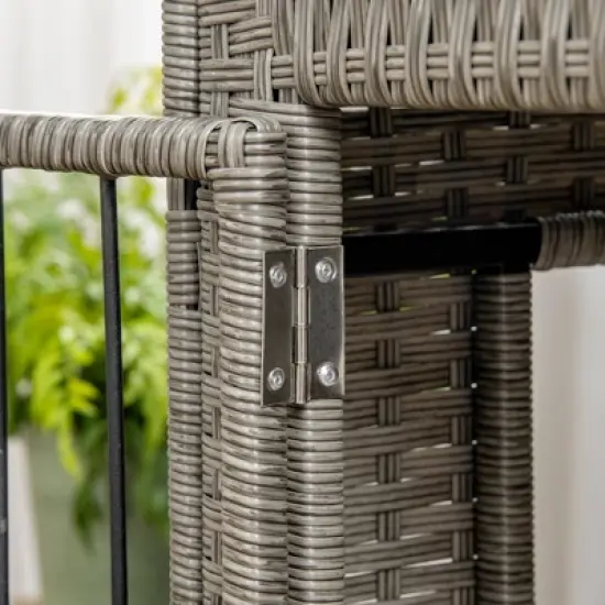 PawHut Rattan Dog Crate with Double Doors, Wicker Dog Cage with Large Entrance and Soft Cushion, Dog Kennel for Medium to Large Sized Dogs, Gray image {4}