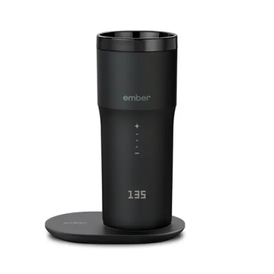 Ember Travel Mug 2+ 12oz Temperature Control Smart Mug Black: Stainless Steel Tumbler with Lid, Hand Wash, Hot & Cold Use image {1}