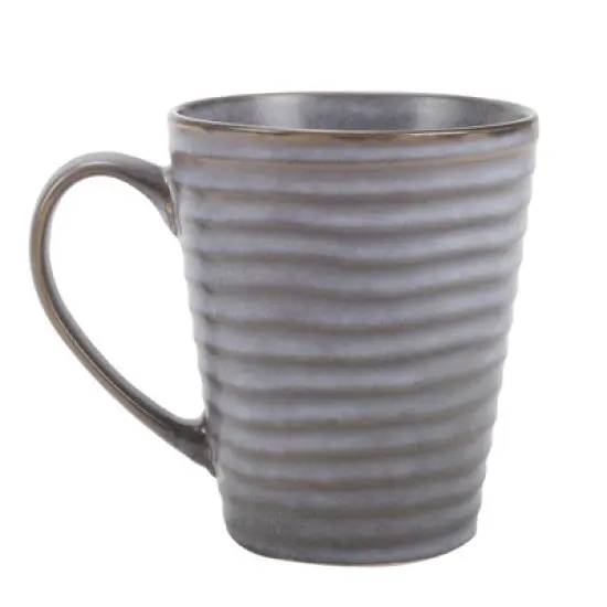 Elanze Designs Modern Chic Ribbed Ceramic Stoneware Dinnerware Mugs Set of 4 - Slate Grey image {1}