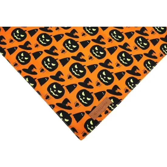 Halloween Dog Bandanas 2 Pack, Pumpkin and Spider Web Bibs, Triangle Reversible Fall Pet Scarf, Premium Durable Fabric, Adjustable Fit image {3}