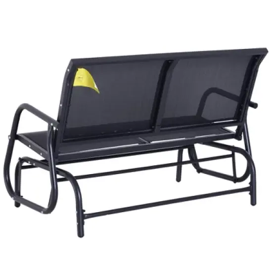 MOEPISY 2-Person Outdoor Glider Bench, Patio Double Swing Rocking Chair Black image {7}