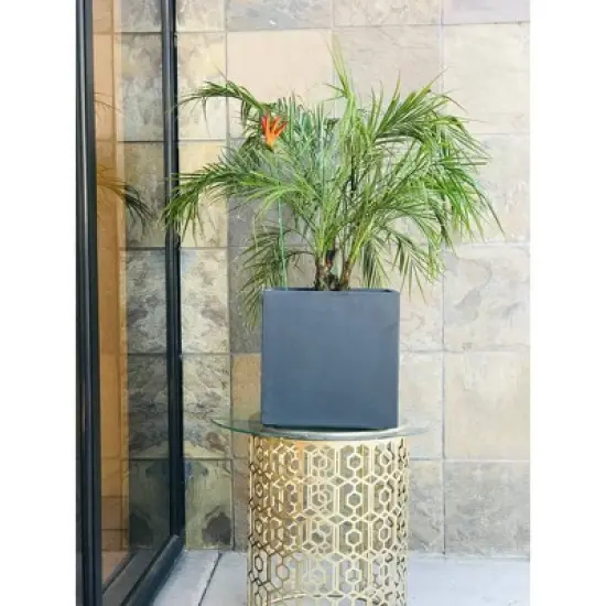 Rosemead Home & Garden, Inc. 12" Wide Kante Lightweight Modern Outdoor Concrete Square Decorative Planter Charcoal Black image {4}