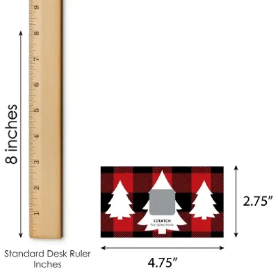Big Dot of Happiness Holiday Plaid Trees - Buffalo Plaid Christmas Party Gift Exchange Game Scratch Off Cards - 22 Count image {5}
