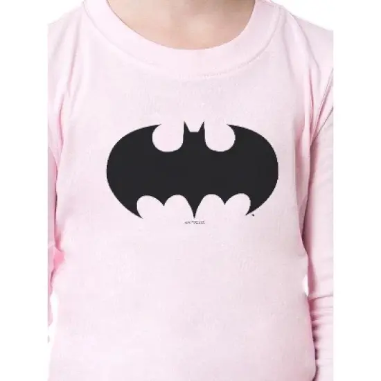 DC Comics Girls' Child Batman Bat Logo Symbol Superhero Sleep Pajama Set Pink image {1}