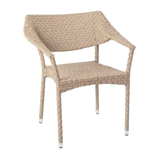 Emma and Oliver Modern All-Weather Patio Dining Chair with Fade and Weather Resistant PE Rattan and Reinforced Steel Frame image {12}