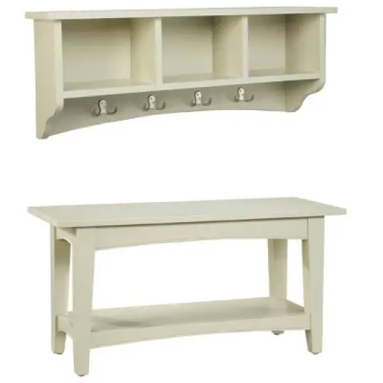 Shaker Cottage Storage Coat Hook with Bench Set - Alaterre Furniture image {7}