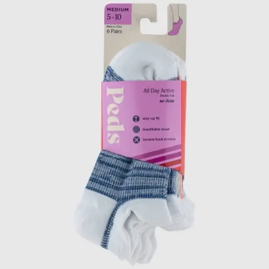 Peds All Day Active Women's 6pk Ultra Low No Show Tab Liner Athletic Socks - 5-10 image {1}