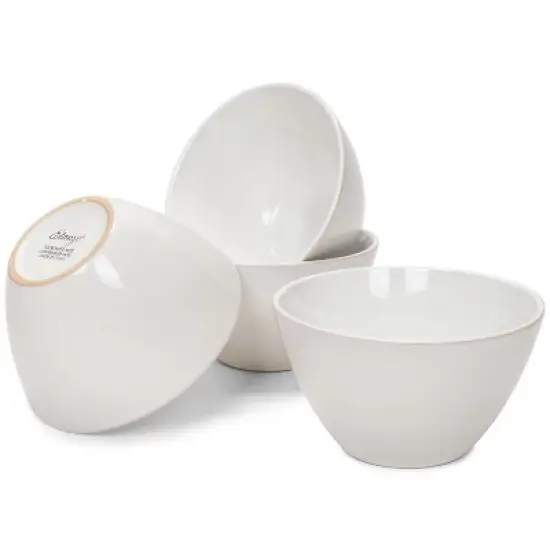 Elanze Designs Slant Side Glossy Ceramic 6.5 inch Contemporary Serving Bowl, White image {3}