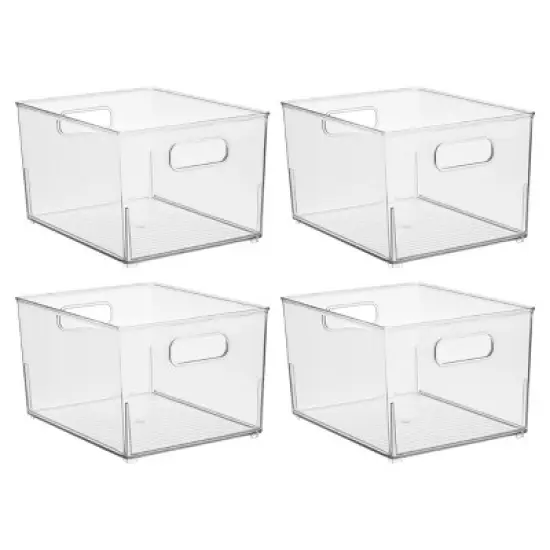 iDesign Small Stackable Bathroom Storage Bin - Set of 4 - Clear - Made in USA image {9}