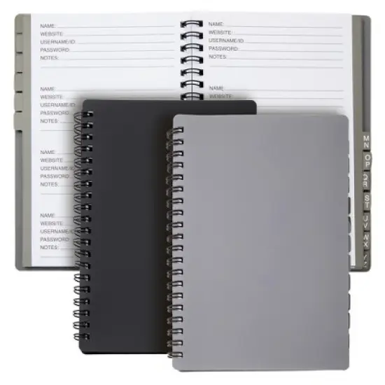 Juvale 2 Pack Spiral Bound Internet Address and Password Logbook with Alphabetical Tabs, 2 Colors, 80 Pages, 5 x 7 In image {8}