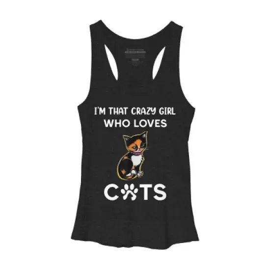 Women's Design By Humans I'm That Crazy Girl Who Loves Cats Cartoon By MeowShop Racerback Tank Top image {2}