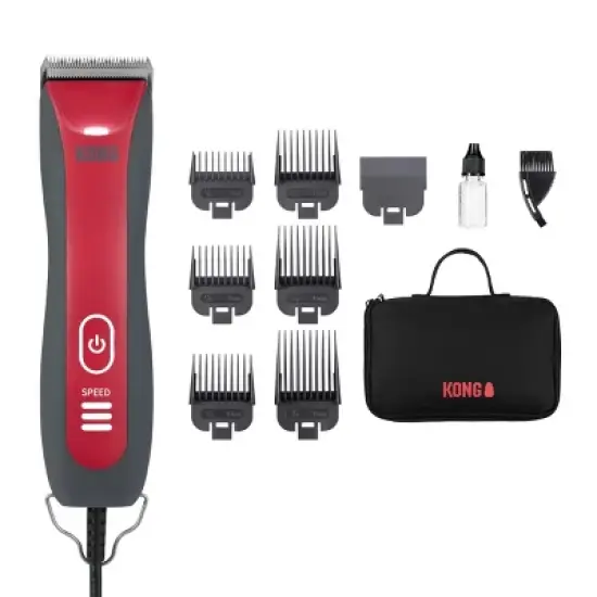 KONG 3-Speed 10' Cord with LED Spotlight, Blade and Combs Dog Hair Clipper Kit - 11pc image {8}