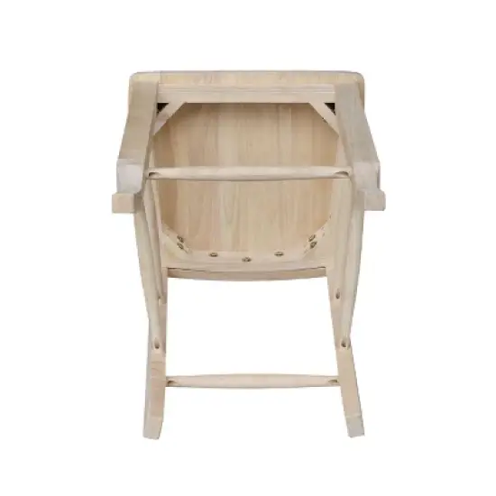 24" Double X Back Counter Height Barstool Unfinished - International Concepts image {7}