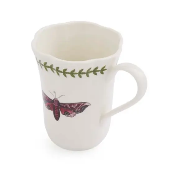 Portmeirion Botanic Garden Lotus Blossom 14oz Mug - Butterfly Porcelain Coffee Cup with Laurel Leaf Border - Dishwasher & Microwave Safe image {4}