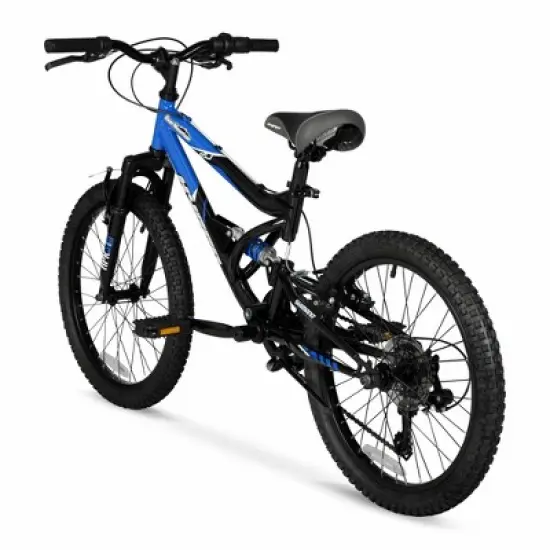 Hyper 20" Full Suspension Bear Mountain Bike - Black/Blue: 7-Speed, Steel Frame image {3}