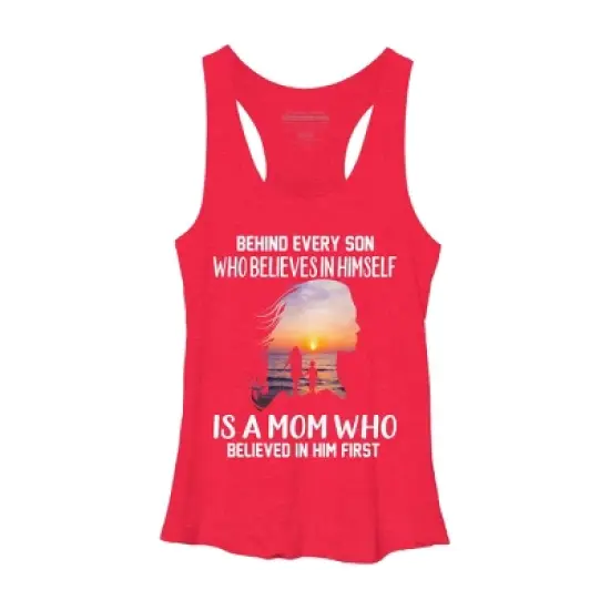 Women's Design By Humans Mother Behind Every Son Who Believes In Himself Is A Mom By corndesign Racerback Tank Top image {7}