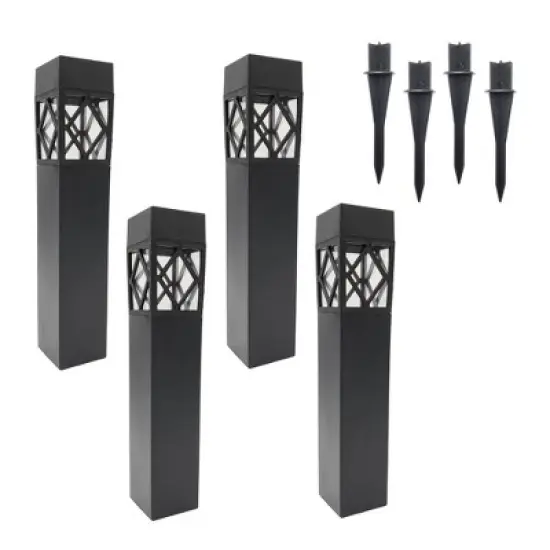 LumaBase Solar-Powered Garden Lights, Black - Set of 4 image {3}