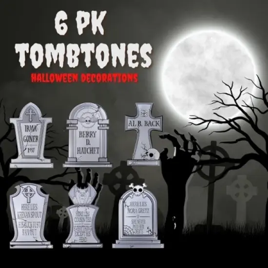 3D Halloween Metal Ghost Tombstone- 6 Designs (17" w Stakes) Durable, Weather Rust Proof, UV Printed- Lawn Decor- No Flimsy Foam Graveyard Headstones image {2}