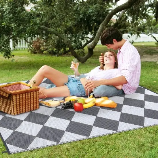 Waterproof Reversible Outdoor Rug - Lightweight, Foldable, Easy Clean for Patio, Camping, Pool & Beach image {2}
