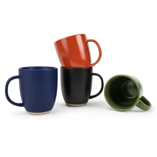 Elanze Designs Raw Clay Bottom Warm Assorted 13 ounce Ceramic Coffee Mugs Set of 4 image {5}