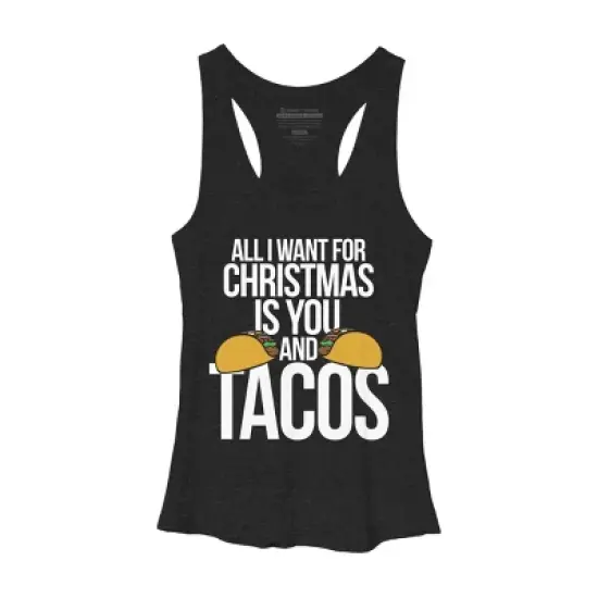 Women's Design By Humans All I want for Christmas is you and Tacos By BubbSnugg Racerback Tank Top image {3}