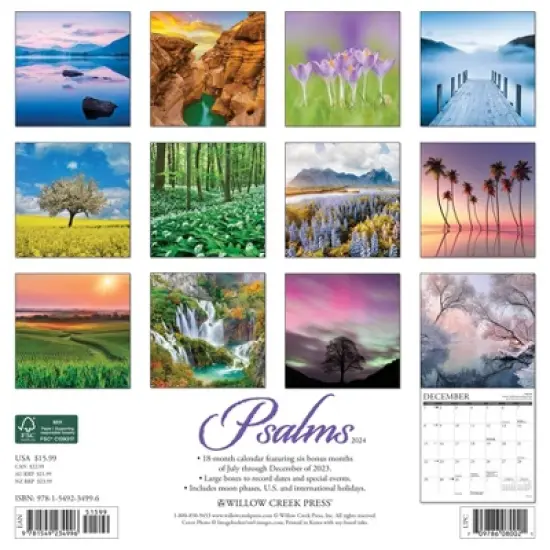 Willow Creek Press 2024 Wall Calendar 12"x12" Book of Psalms image {1}