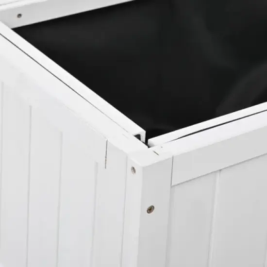 35&ldquo;W Wood Garden Greenhouse Balcony Mini Cold Frame with Wheels, Raised Bed with Liner and 2 Doors for Indoor Outdoor Use, White/Black-ModernLuxe image {6}