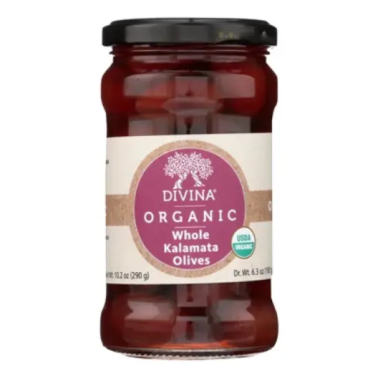 Divina Organic Whole Kalamata Olives - Case of 6/6.35 oz image {1}