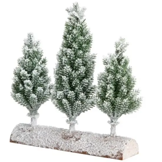Northlight Frosted Pine Tree Trio Christmas Decoration - 8" - Unlit image {3}