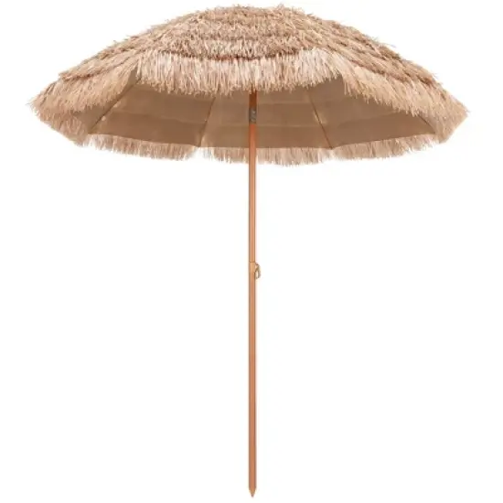 Tangkula 7.2FT Patio Hawaiian Style Hula Beach Umbrella Tropical Umbrella w/ Tilt image {5}