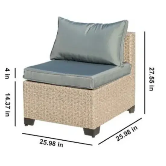 GDFStudio Hilary Outdoor 10-Seater Rattan and Metal Upholstered&nbsp;Sectional Sofa Set with Coffee Table image {3}