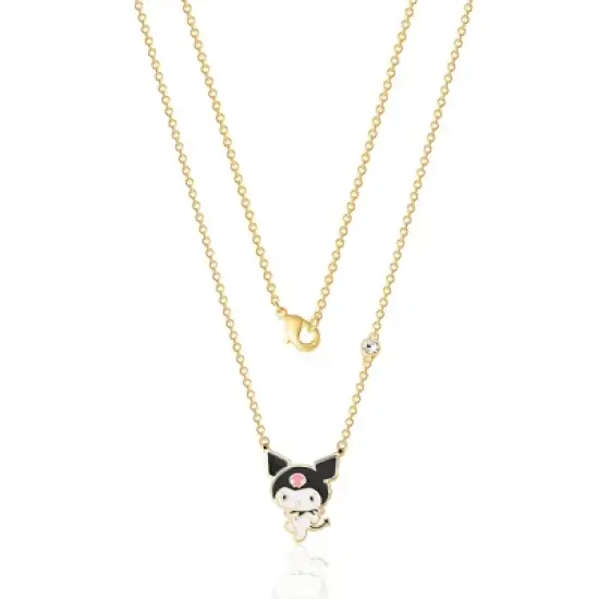 Sanrio Hello Kitty Yellow Gold Plated Crystal Kuromi Necklace - 18'' Chain, Officially Licensed Authentic image {2}